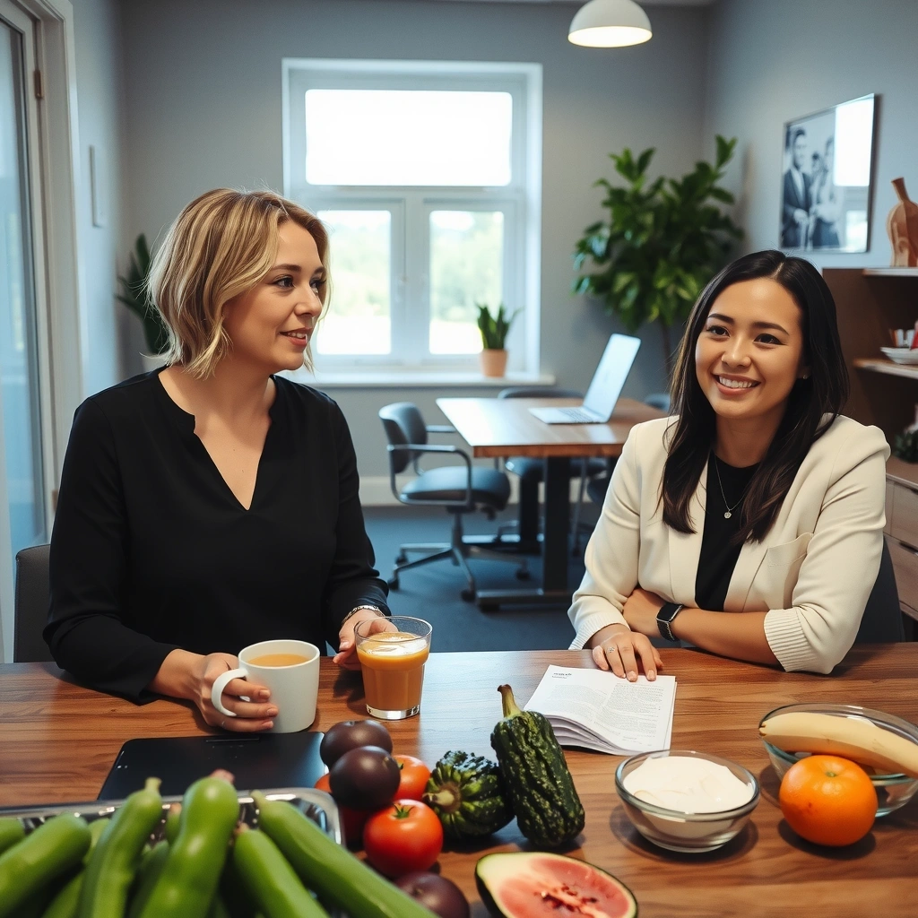 Beratungsgespräch zwischen Ernährungsberaterin und Klientin